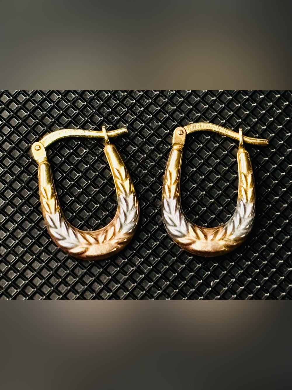 Tricolor Jordan Mom 5/8” Roman Leaf Hoop 925 and 10kGF Earrings